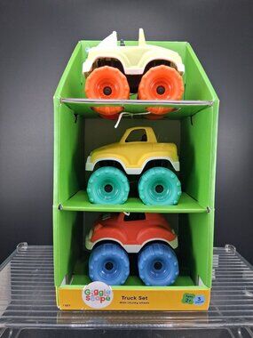 Gigglescape 3-Piece Toy Truck Set Chunky Wheels Ages 2+ Durable